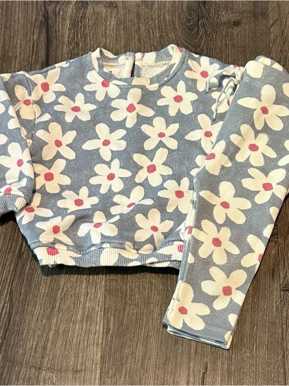 Zara Blue Floral Kids Matching Set - White & Pink Flowers